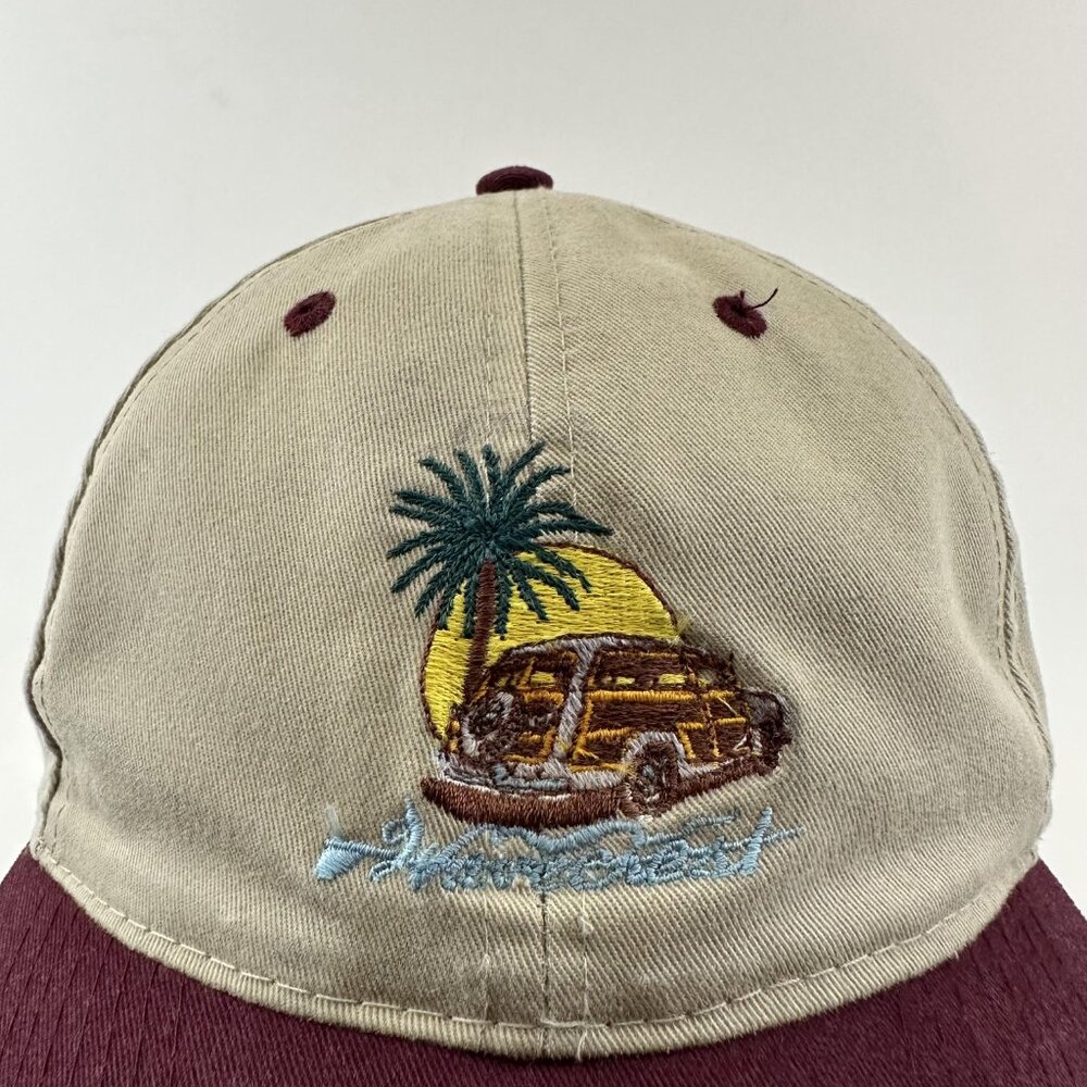 Wavecrest Dad Hat Embroidered Adjustable Strapback Cap Tan Burgundy One Size - Picture 2 of 9